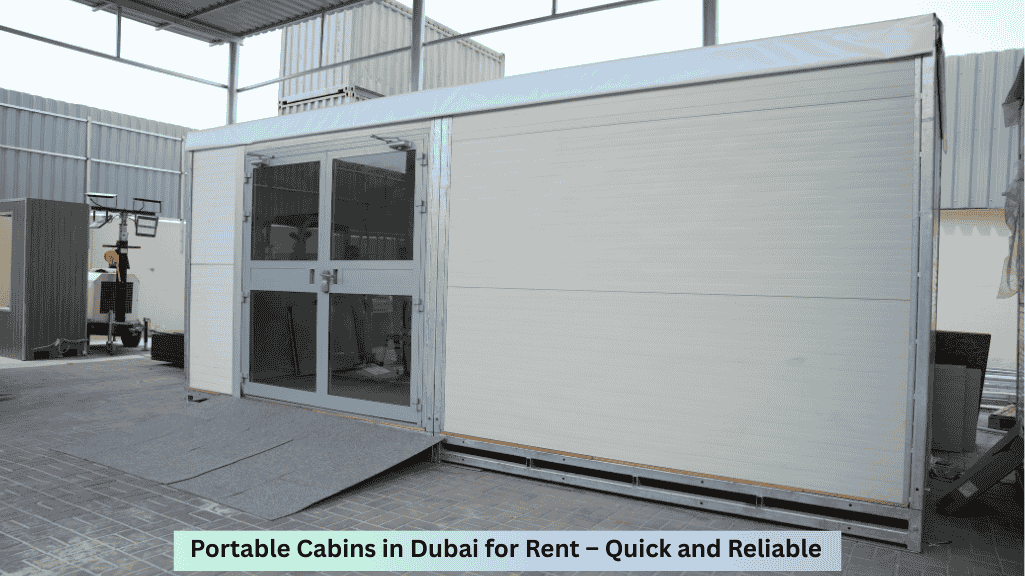Portable cabin in Dubai available for rent, suitable for construction sites and events, quick setup and eco-friendly design